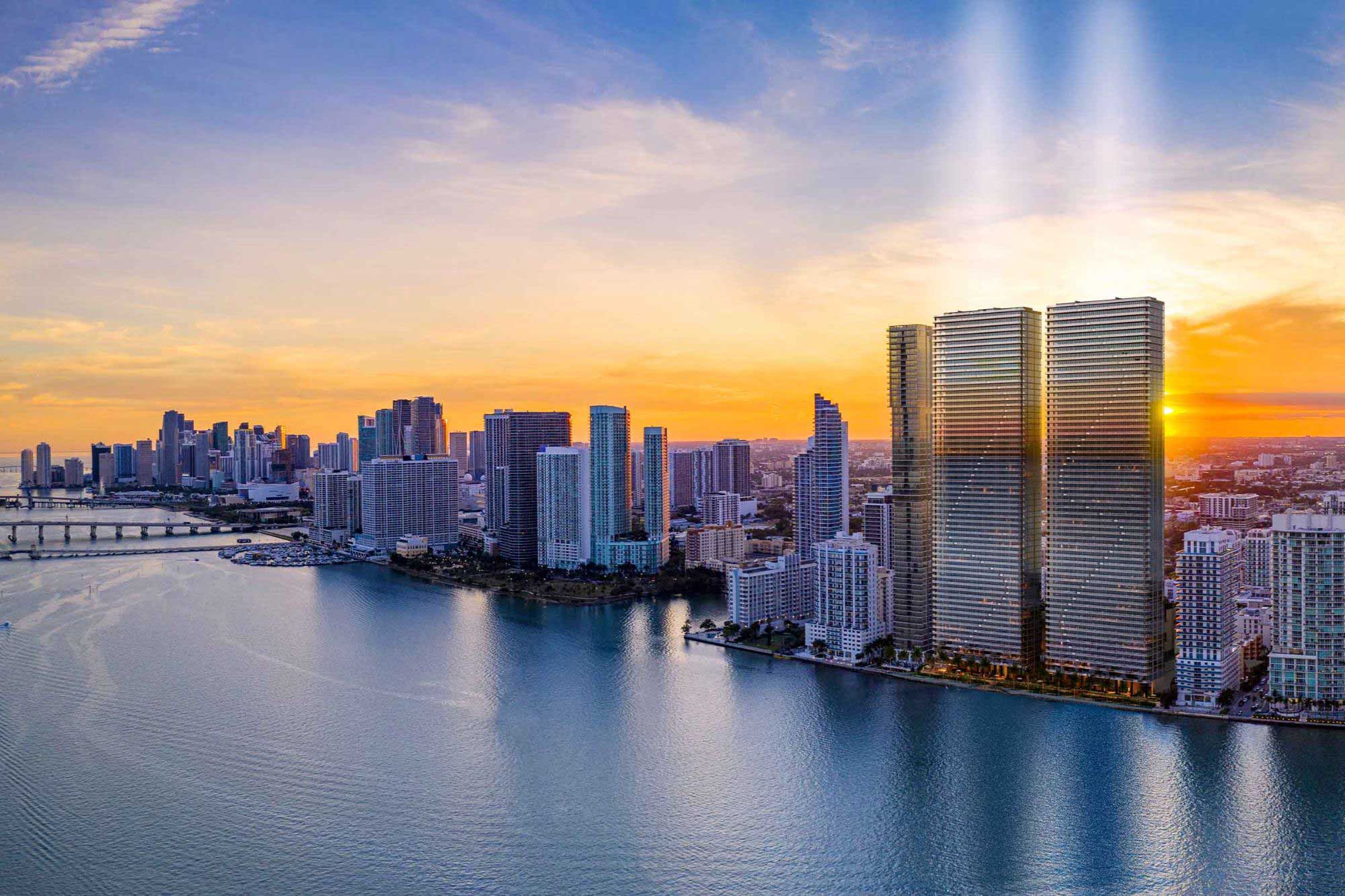Miami condo interior with city views