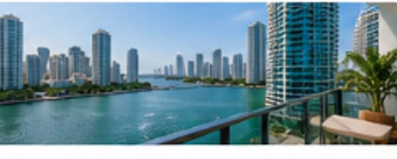 Miami high-rise balcony view over the bay at move-in